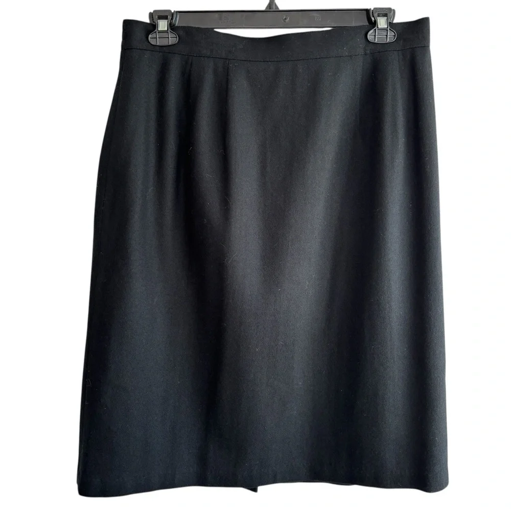 Sag Harbor Black Skirt 100% Wool Size 18W Midi Comfort Elastic In Waist Academia